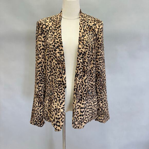 Daniel Rainn leopard open front blazer size large lightweight silky jersey - Picture 14 of 14